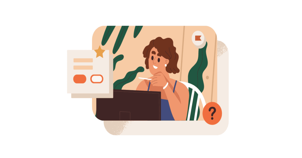 Cartoon of person evaluating job description.